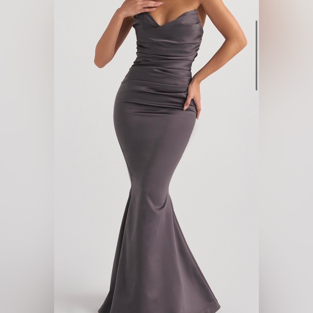 Satin strapless dress from House of CB London